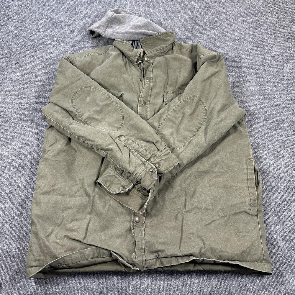 Dickies Coat Mens XL Green Canvas Hooded Insulated Full Zip Workwear Parka